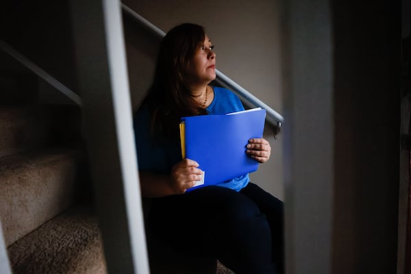 Carola Briceño Peña, a refugee from Venezuela, in her Clarkston, Georgia apartment. (Miguel Martinez/AJC)