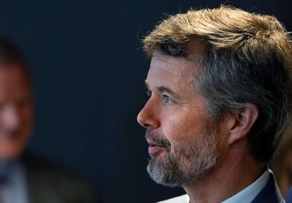 FILE - Crown Prince Frederik of Denmark meets business leaders at a conference in The Hague, Netherlands, Monday, June 20, 2022. (AP Photo/Peter Dejong, File)