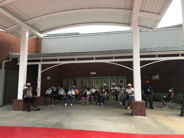 Voters lined up at C.T. Natatorium before 7 a.m. on Tuesday.