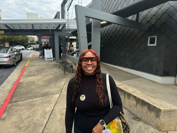 Stephanie Moses voted Tuesday at the Buckhead Library for Kamala Harris, saying she was the right candidate to “keep democracy fair.”