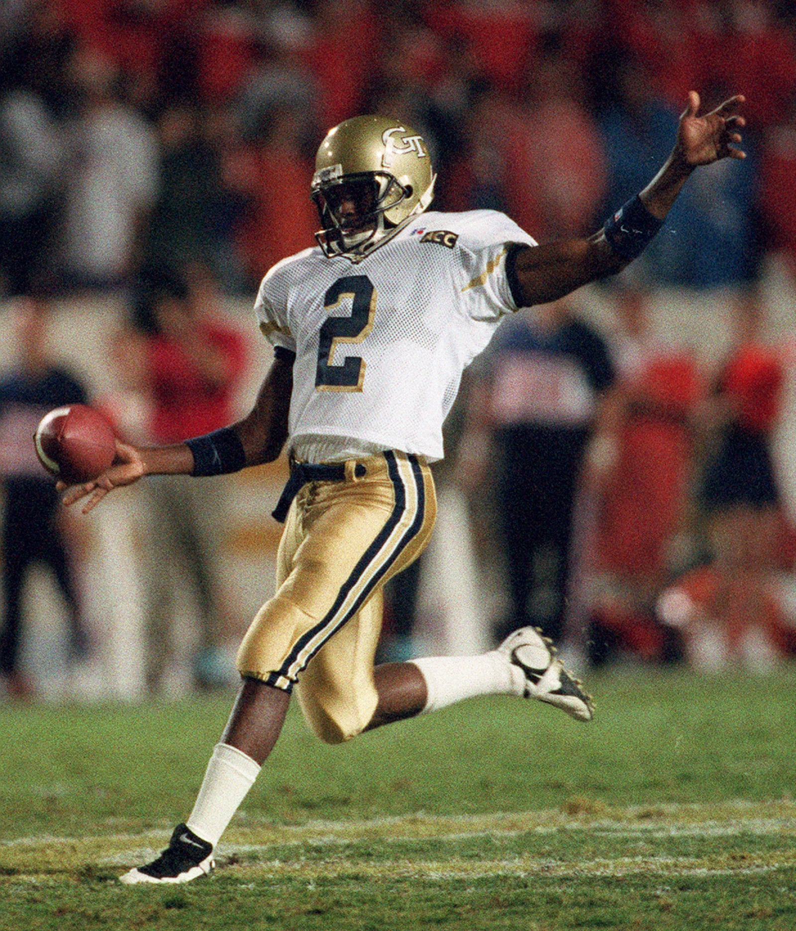 Georgia Tech punter Rodney Williams prepares to connect on a punt during the Yellow Jackets game against Clemson, Saturday, Sept, 27, 1997 at Bobby Dodd Stadium in Atlanta. (W. A. Bridges, Jr./AJC file photo)