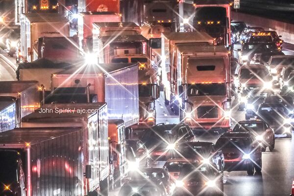 The southbound lanes of I-85 were blocked at Boggs Road.