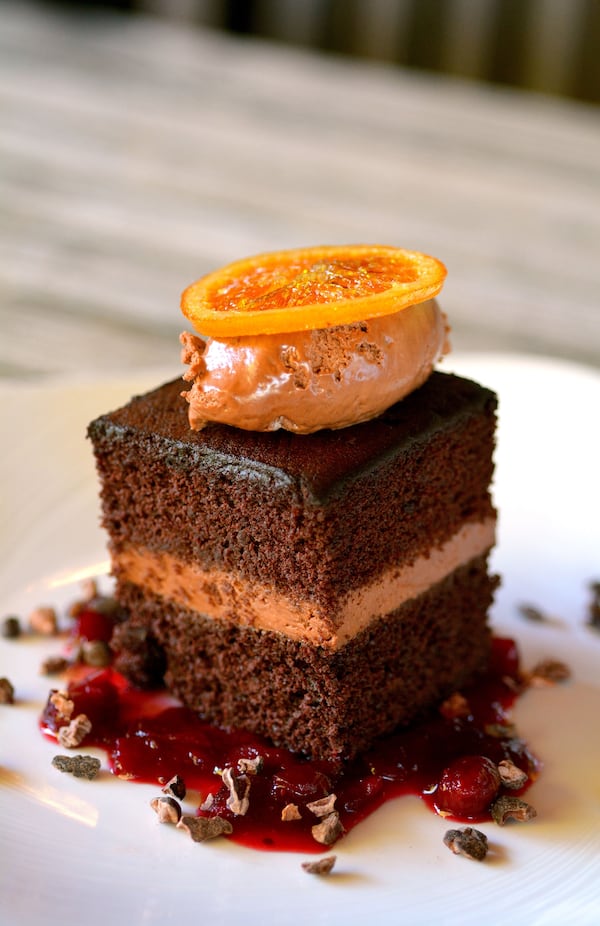 At Canoe, executive pastry chef Jessica McKinney elevates classic desserts like devil’s food cake. (Courtesy of Canoe)