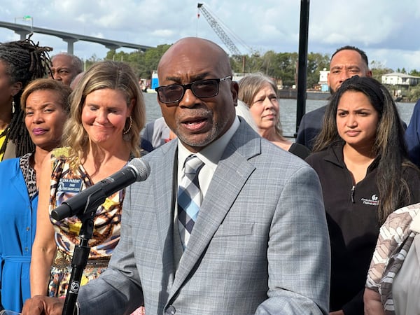 FILE - Georgia state Sen. Harold Jones of Augusta speaks at a news conference after being elected the Senate's new Democratic leader on Nov. 8, 2024, in Savannah, Ga. (AP Photo/Russ Bynum, File)