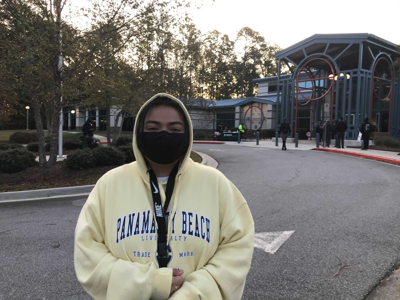 Erika Fuentes, 19, of Gwinnett County voted in her first election on Tuesday. She showed up to her polling location an hour before doors opened and said it only took minutes for her to cast her ballot. VANESSA McCRAY/AJC