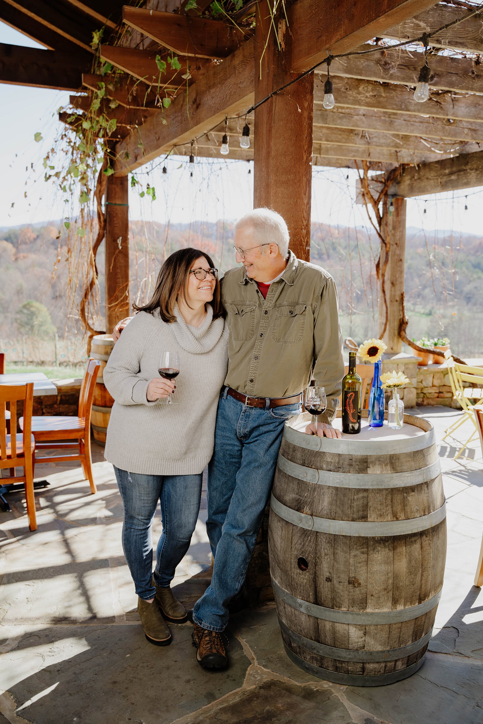 Eric and DeAnne Seifarth, owners of Crane Creek Vineyards, take a moment to enjoy the fruits of their labors. 
(Courtesy of Crane Creek Vineyards.)