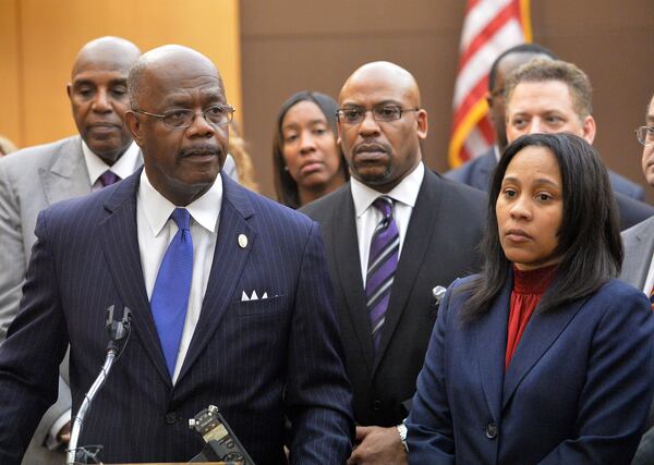 APRIL 14, 2015 ATLANTA Fulton County District Attorney Paul Howard speaks during a press conference in the courtroom following the sentencing. Sentencing continues for 10 of the 11 defendants convicted of racketeering and other charges in the Atlanta Public Schools test-cheating trial before Judge Jerry Baxter in Fulton County Superior Court, Tuesday, April 14, 2015. (Atlanta Journal-Constitution, Kent D. Johnson, Pool) Fulton County District Attorney Paul Howard speaks during a press conference in the courtroom following the sentencing. Sentencing continues for 10 of the 11 defendants convicted of racketeering and other charges in the Atlanta Public Schools test-cheating trial before Judge Jerry Baxter in Fulton County Superior Court in 2015, (Atlanta Journal-Constitution, Kent D. Johnson, Pool)