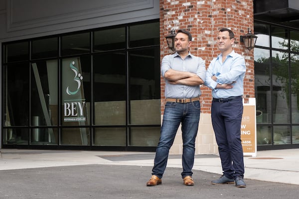 Marc Mansour and Chaouki "C.K." Khoury are the owners of Bey Mediterranean Kitchen & Bar in Roswell's Southern Post development. (Courtesy of Bey Mediterranean Kitchen & Bar)