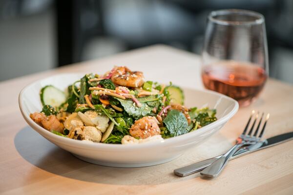 Asian Noodle Salad with shrimp, soba noodles, and vegetables. Photo Credit- Mia Yakel