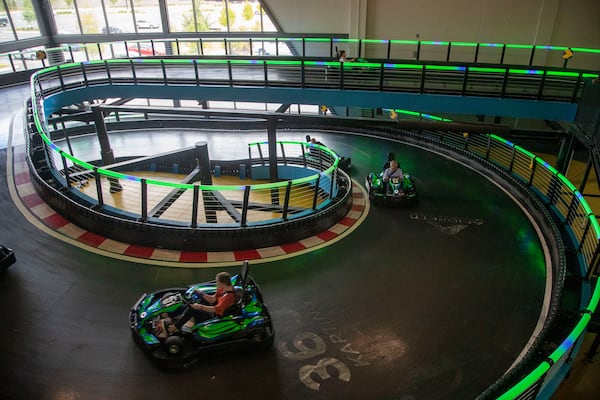 The Karting track at the Andretti Indoor Karting & Games in Buford Wednesday, June 23, 2021. (Alyssa Pointer / Alyssa.Pointer@ajc.com)

