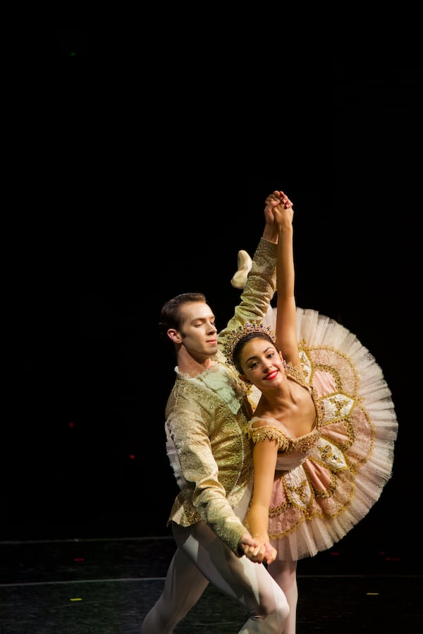 "It's really in the heart that starts it all," Maniya Barredo said on casting the leads in Metropolitan Ballet Theatre's "The Nutcracker." Here, Calen Sutherland as the Cavalier partners Isabella Granadillo as the Sugar Plum Fairy. Courtesy of Felicia Alva