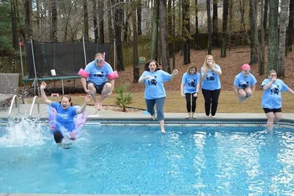 The “Wish Warriors” held a series of fundraising events, including a polar plunge into a frigid backyard pool in January. The group raised $10,000 in just nine months. CONTRIBUTED