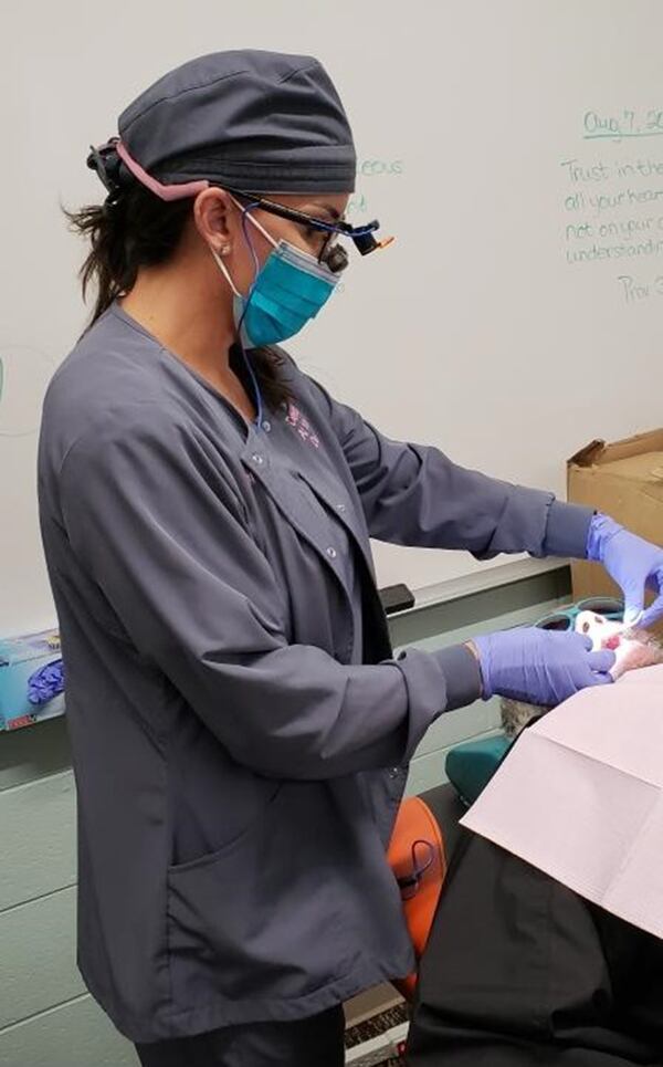 About 27% of older adults have untreated tooth decay. Dental hygienist Jennifer Geiselhofer treats seniors with silver diamine fluoride, a cavity-fighting alternative to getting a filling. (Courtesy Jennifer Geiselhofer/TNS)