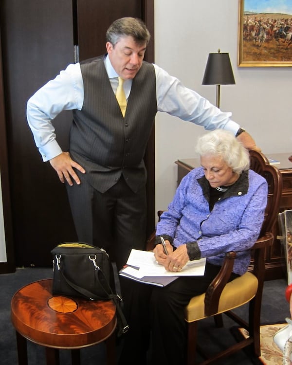 Judge Adalberto Jordan and retired Supreme Court Justice Sandra Day O'Connor in 2012 on the day of Jordan's investiture as a federal appellate judge.