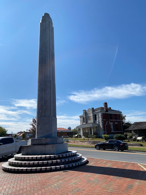 The 38-foot Oglethorpe Monument was set atop Mt. Oglethorpe in Pickens County in 1930, the year that the Appalachian Trial opened. In 1999, it was moved 10 miles away to its present location in Jasper. 
Courtesy of Doug Cumming