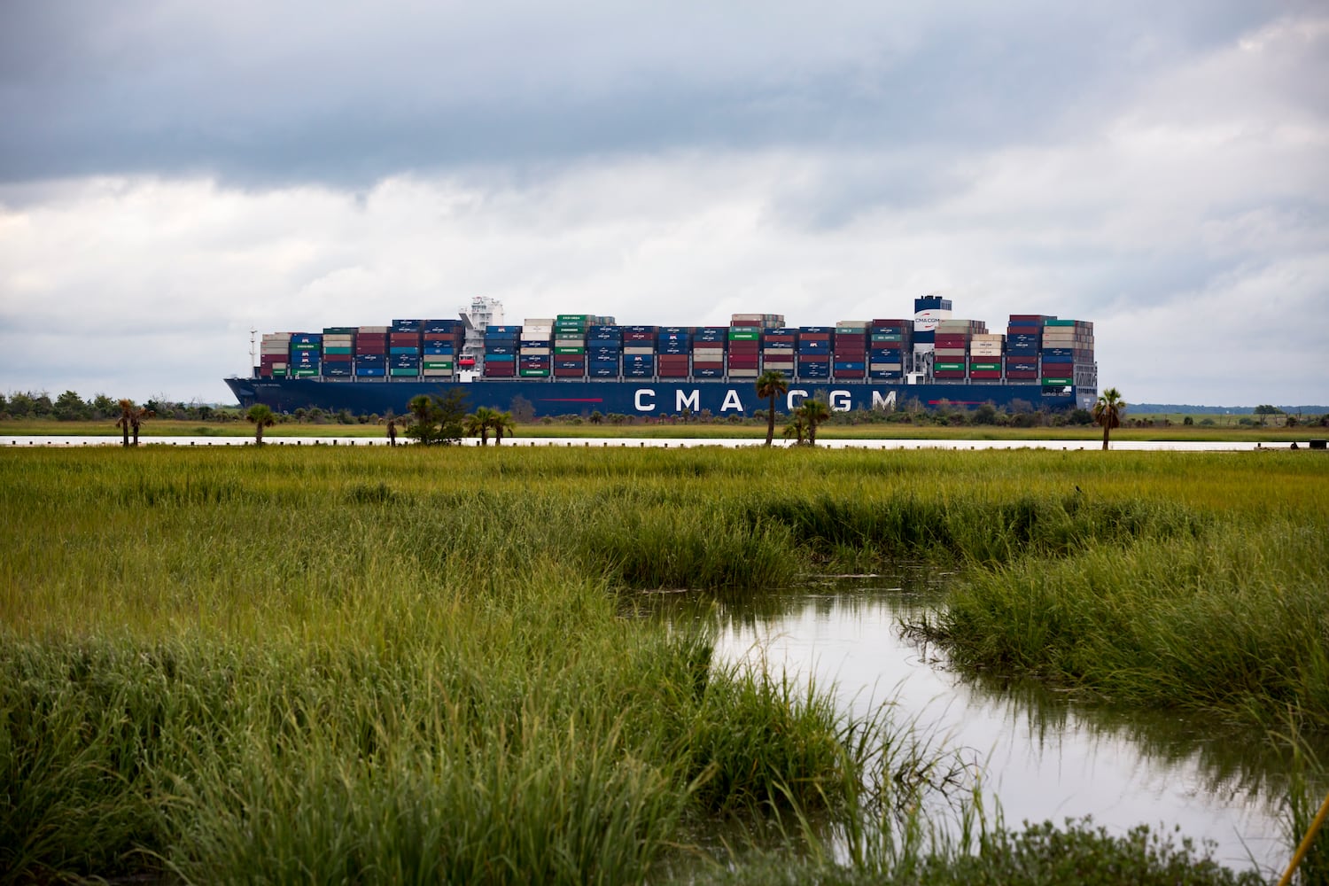 The CMA CGM Brazil Sail Up The Savannah River