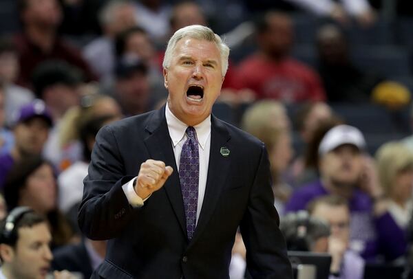 CHARLOTTE, NC - MARCH 18: Head coach Bruce Weber of the Kansas State Wildcats calls to his team against the UMBC Retrievers during the second round of the 2018 NCAA Men's Basketball Tournament at Spectrum Center on March 18, 2018 in Charlotte, North Carolina.  (Photo by Streeter Lecka/Getty Images)