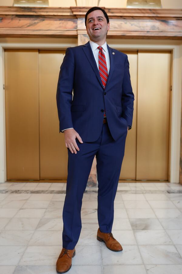 Rep. Scott Hilton, R-Peachtree Corners, has a strategy for picking his garb of the day. “I keep it simple," Hilton said. "I like just whites and blues and then a sharp tie." (Natrice Miller/ natrice.miller@ajc.com)