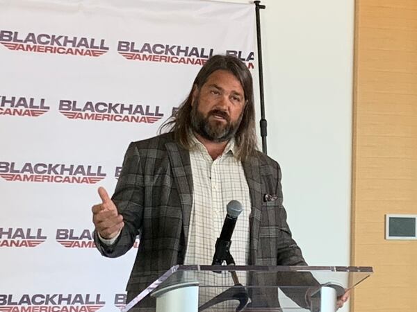 Ryan Millsap explains his vision for his streaming service Blackhall Americana at a press conference at the Atlanta Metro Chamber on Tuesday, October 19, 2021. RODNEY HO/rho@ajc.com