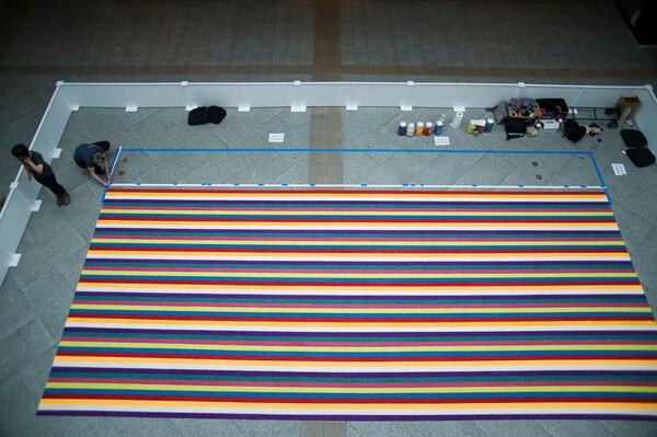 With “Spring Hiatus,” Gyun Hur re-created her mother’s traditional wedding blanket at Lenox Square in 2011.