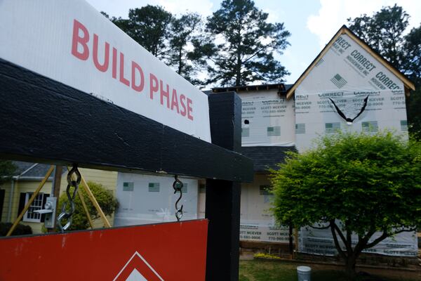 A home being built is seen in Decatur on Wednesday, May 4, 2022. (Arvin Temkar / arvin.temkar@ajc.com)