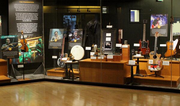 Instruments and awards from the band's history. Photo: Melissa Ruggieri/AJC