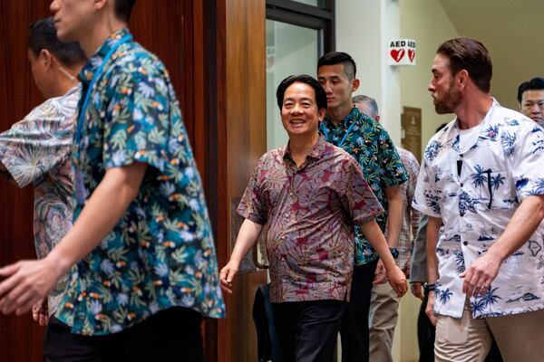 Taiwan President Lai Ching-te arrives at the East-West Center for an informal private discussion during a transit stopover in Hawaii en route to visit several Pacific Islands, Sunday, Dec. 1, 2024, in Honolulu. (AP Photo/Mengshin Lin)