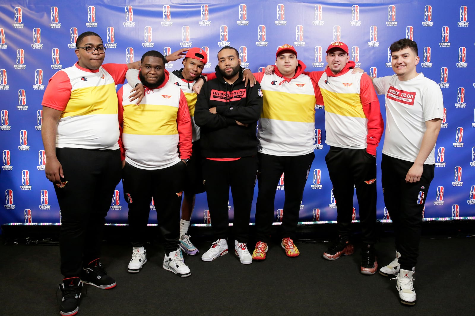 Hawks Talon Gaming Crew poses for a photo after the game against Warriors Gaming Squad during Week 7 of the NBA 2K League regular season on May 30, 2019 at the NBA 2K Studio in Long Island City, New York. [Copyright 2019 NBAE (Photo by Steve Freeman/NBAE via Getty Images)