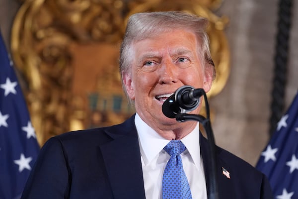 President-elect Donald Trump speaks during a news conference at Mar-a-Lago, Monday, Dec. 16, 2024, in Palm Beach, Fla. (AP Photo/Evan Vucci)