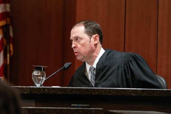 Superior Court Judge Henry Thompson listens to arguments during a hearing to determine if a subpoena issued to Fulton County  District Attorney Fani Willis should be enforced at Cobb County Superior Court on Monday, Jan. 22, 2024. Natrice Miller/ Natrice.miller@ajc.com)