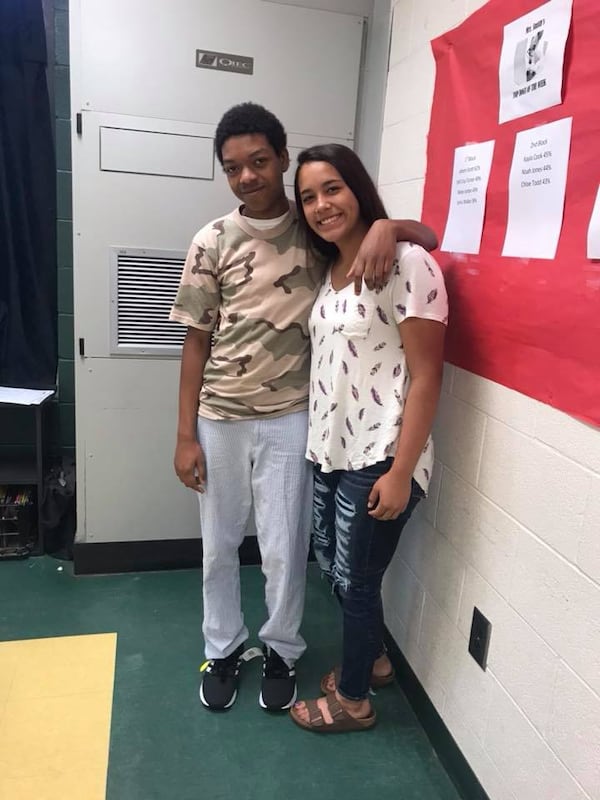 Sofi Cruz Turner helped her classmate Jahiem get a new pair of shoes.