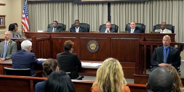 The Georgia Board of Pardons and Paroles during a 2014 meeting. (Kent Johnson/kjohnson@ajc.com)