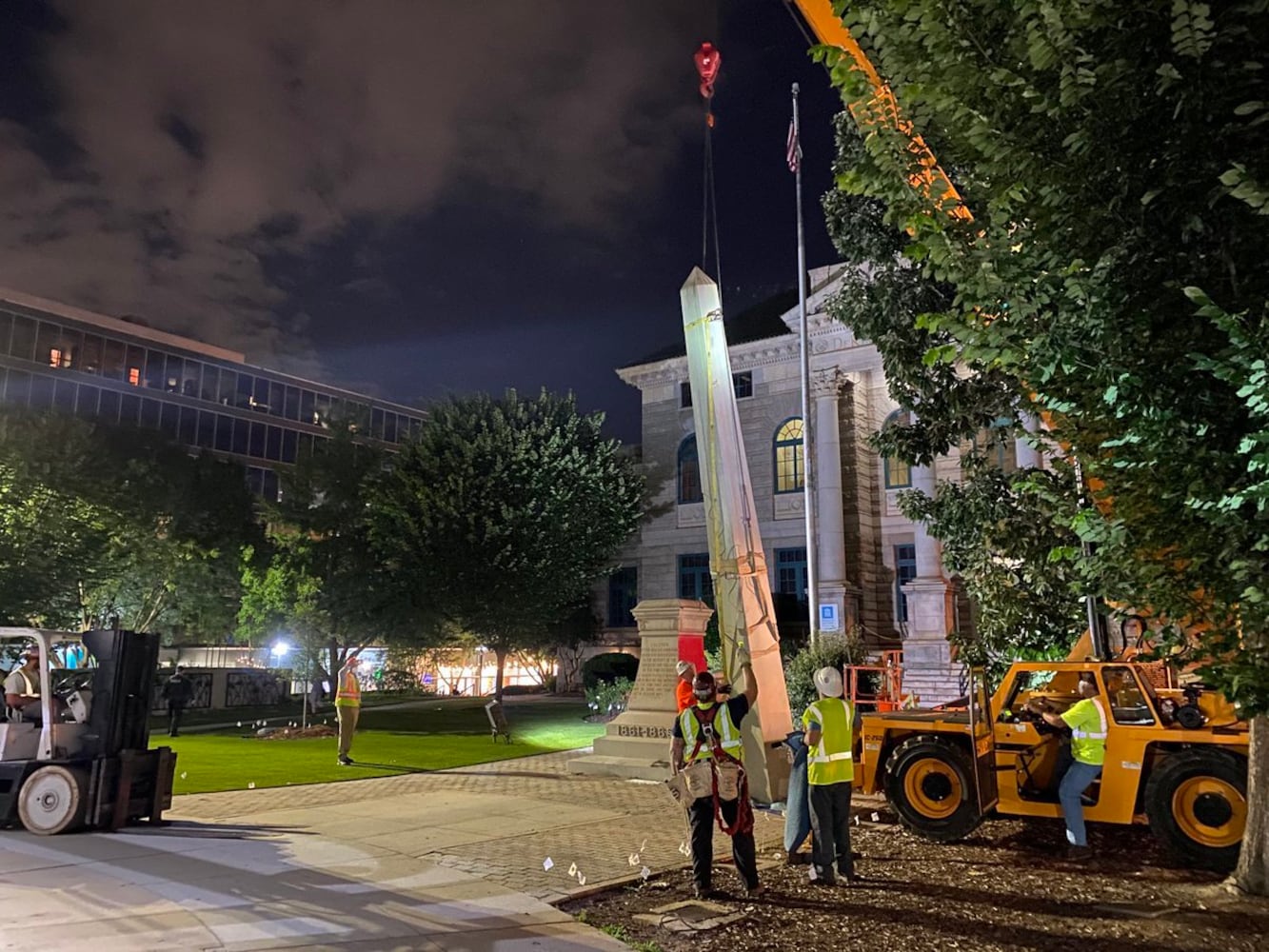 Photos: Confederate monument removed after standing 112 years in DeKalb