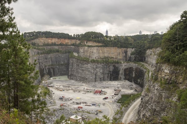 09/06/2018 — Atlanta, Georgia — Construction is underway for the new Westside Park at the Bellwood Quarry in Atlanta, Thursday, September 6, 2018. The park, planned for years as both a recreational center and reservoir for drinking water, has been seen as a potential catalyst for redevelopment of the city’s northwest side. (ALYSSA POINTER/ALYSSA.POINTER@AJC.COM)