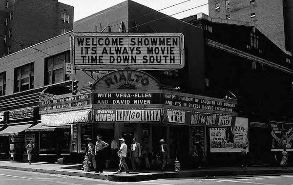 The theater opened as the Piedmont Theatre in 1916, and changed its name to the Rialto the same year. It’s seen here in 1951. The Rialto Center for the Arts is now part of Georgia State University. (Lane Brothers / LBCB082-037d GSU Special Collections)