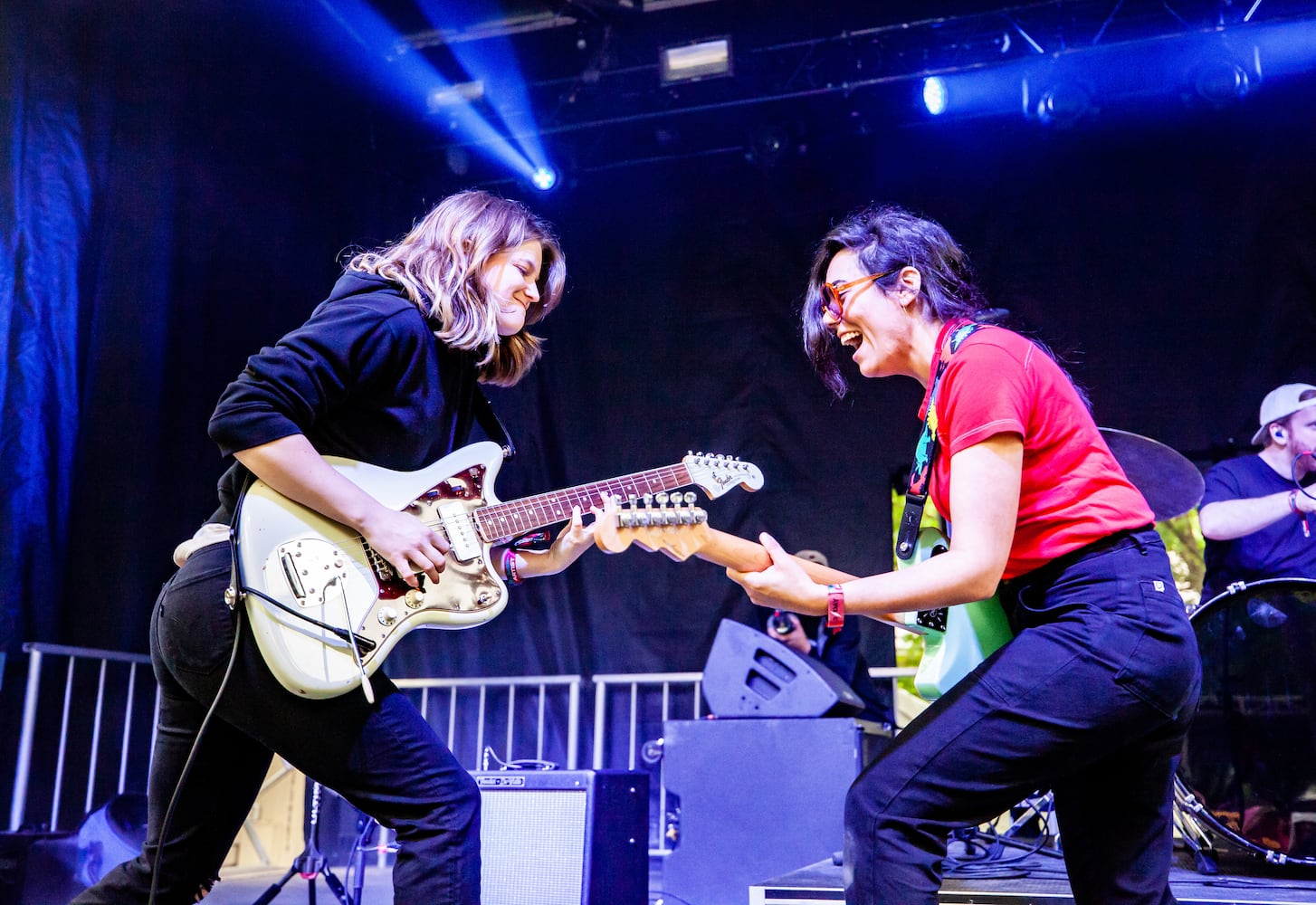 Illuminati Hotties rock the Criminal Records stage on the first day of the Shaky Knees Music Festival at Atlanta's Central Park on Friday, May 5, 2023. (RYAN FLEISHER FOR THE ATLANTA JOURNAL-CONSTITUTION)