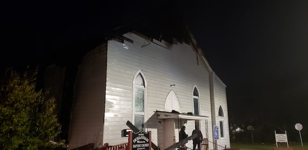 The blaze erupted about 12:30 a.m. Wednesday at Hosannah Missionary Baptist Church on Ellis Street in Augusta. The damage to the roof appears extensive, but the building remains intact.