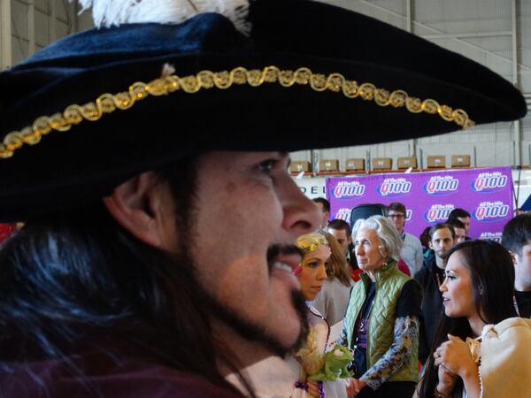 Brent Hardgrave, a hair stylist at Jameson Shaw, has been Captain Hook for several years now. He used to work at Disney World so this enables him to harken back to his past. CREDIT: Rodney Ho/ rho@ajc.com