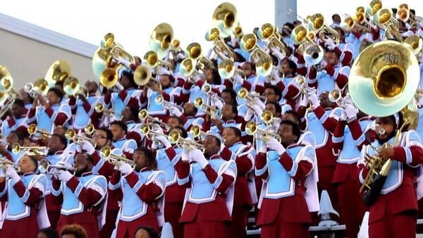 This image comes from a video posted on the Instagram account for the Talladega College marching band in March 2016. (@talladegacollegemarchingband)