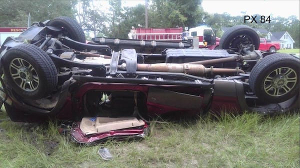 Herman and Debra Mills' F250 on August 22, 2022, following a crash in Decatur County. The couple died in the crash.