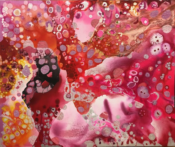 “The Joy Fields 2” in oil and mixed media on canvas by Whitney Wood Bailey. Contributed by Hathaway Gallery