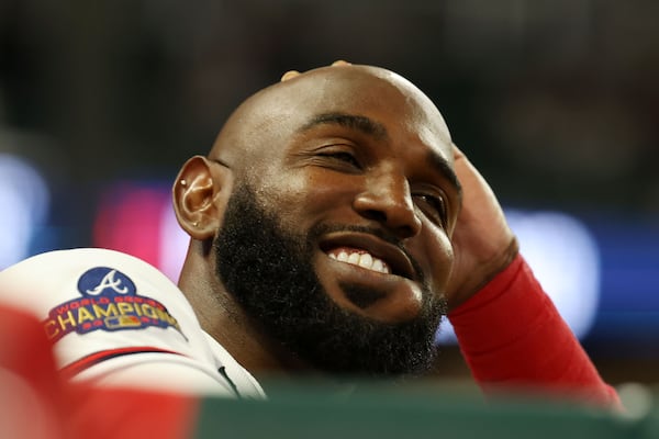 Braves left fielder Marcell Ozuna hit two home runs. Miguel Martinez/miguel.martinezjimenez@ajc.com