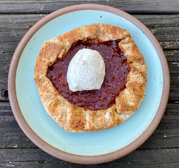 Baffi's rhubarb crostata is a lovely seasonal dessert. Wendell Brock for The Atlanta Journal-Constitution