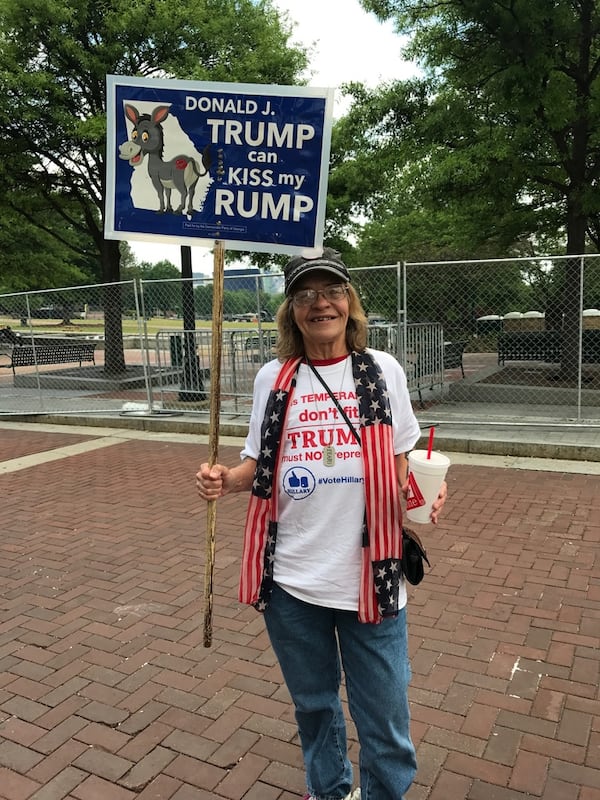 Martha Anderson drove up from Macon after seeing plans for a protest on Facebook. She said she just hopes to make her voice heard.