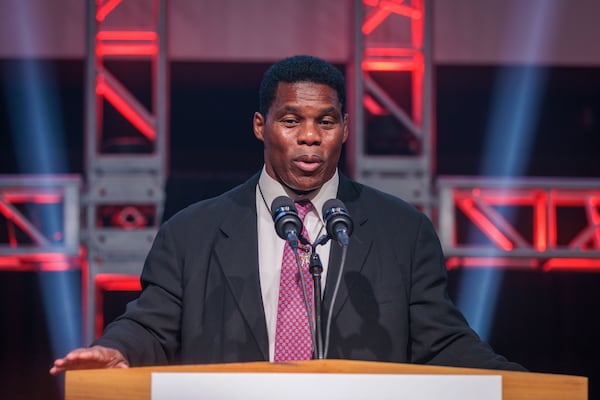 Republican candidate Herschel Walker speaks at his Senate runoff election night party at the College Football Hall of Fame in Atlanta on Tuesday, Dec. 6, 2022. Walker lost against Democratic U.S. Sen. Raphael Warnock. (Arvin Temkar/The Atlanta Journal-Constitution/TNS)