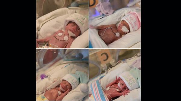 Naturally conceived quadruplets were born to a metro Atlanta couple.