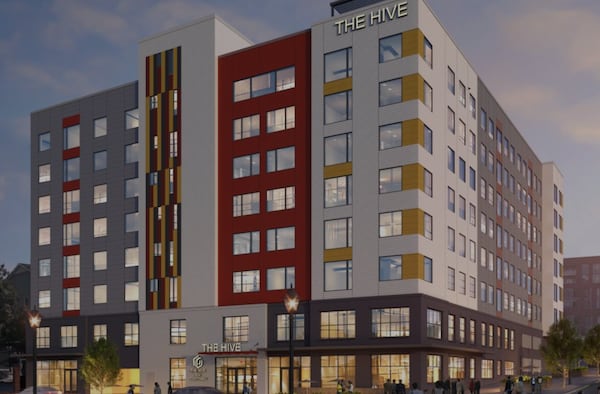 This is a rendering of the Hive student apartments, which is targeting Georgia Tech students. Courtesy of Georgia Tech