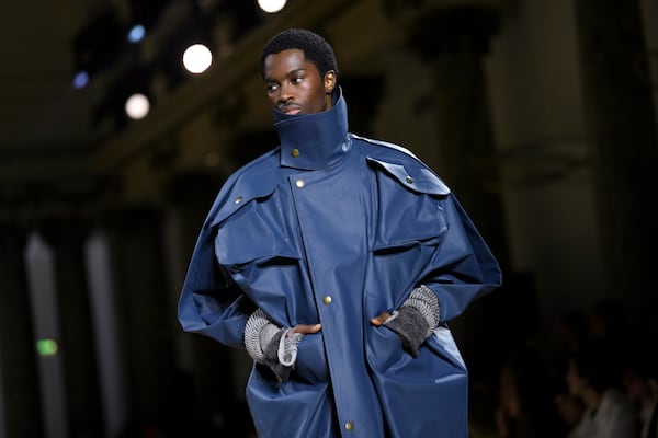 A model wears a creation as part of the Vivienne Westwood Fall/Winter 2025-2026 Womenswear collection presented in Paris, Saturday, March 8, 2025. (Photo by Scott A Garfitt/Invision/AP)