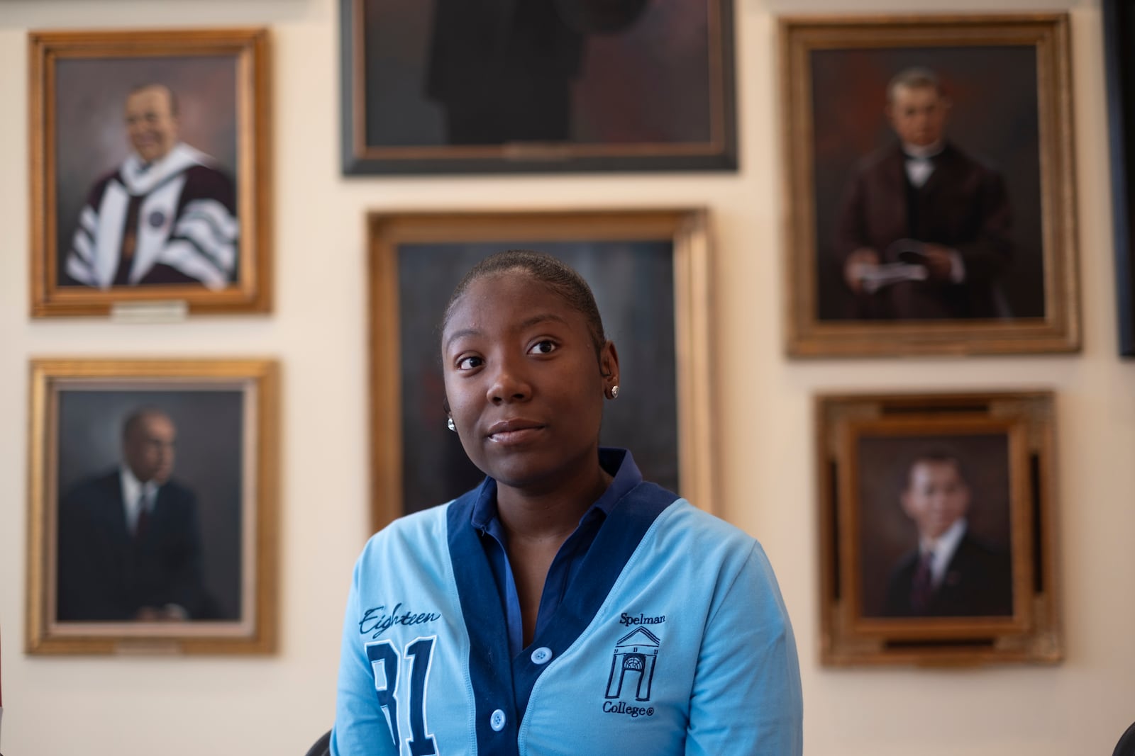 Makhi Frempong, a junior at Spelman College, sits in the African American Hall of Fame and talks about her feelings the morning after Kamala Harris didn’t win the presidential election. “I’m not really sure how to feel right now and I know that there may be looming feelings of maybe a little sorrow or devastation on campus,” she said. “We are all just figuring out how to feel at this moment and where we go from here.” (Ben Gray for the AJC)