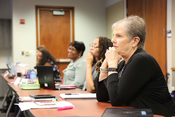 Pat King, a forensic nurse who is one of the leading experts in Georgia on elder abuse and neglect, reviews a training class at the GBI in July. King, who works in the Department of Human Services, says that police officers and senior-care facility staff need training on recognizing abuse and need to understand their reporting responsibilities. (Tyson Horne / Tyson.Horne@ajc.com)